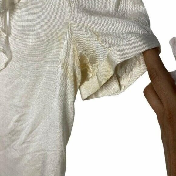 Kate Spade Blouse‎ Women's Size 6 Ivory Ruffle Collared Silk - Picture 8 of 9